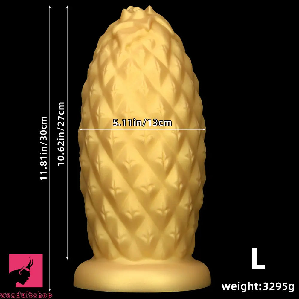 8.26in 10.03in 11.81in Gold Silicone Pineapple Giant Cock Anal Plug Dildo
