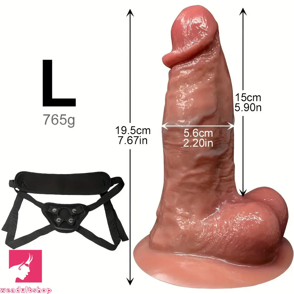 5.51in 7.67in Silicone Soft Ebony Strap on Dildo For Women Sexuality Cock Toy