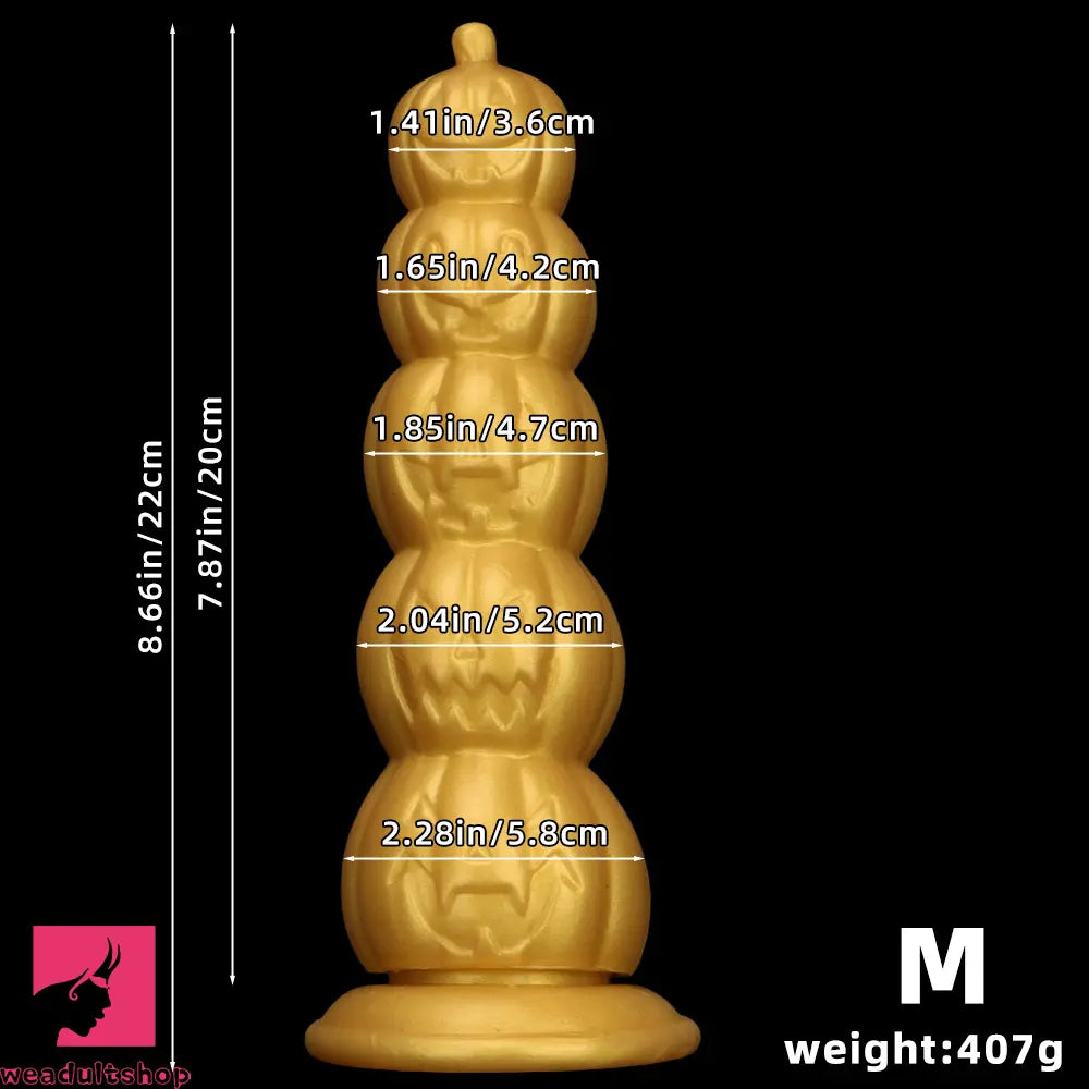 7.28in 8.66in 9.84in Golden Silicone Halloween Pumpkin Anal Odd Dildo