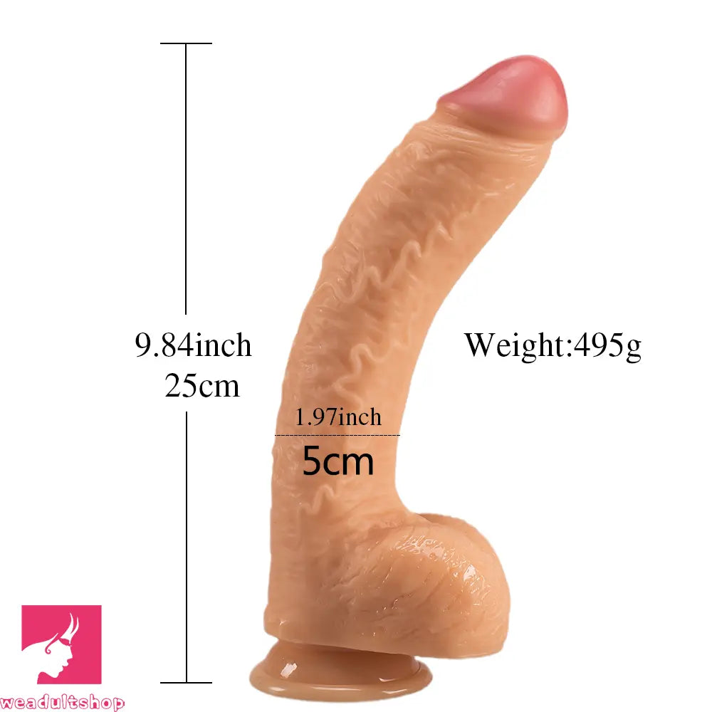 9.84in PVC Curved Big Anal Adult Sex Toy Real Lifelike Love Dildo