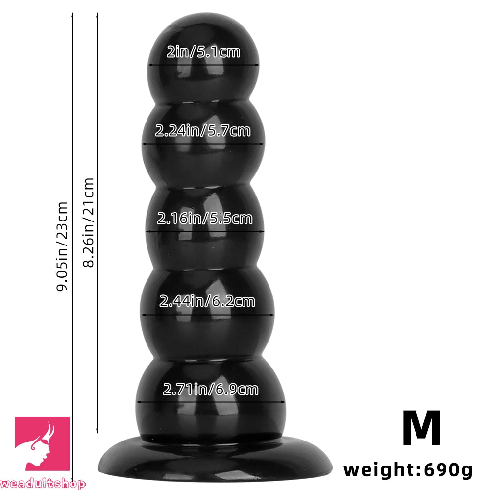 7.08in 9.05in 10.62in Black Beads Tower Five Bead Big Anal Plug Cock Dildo