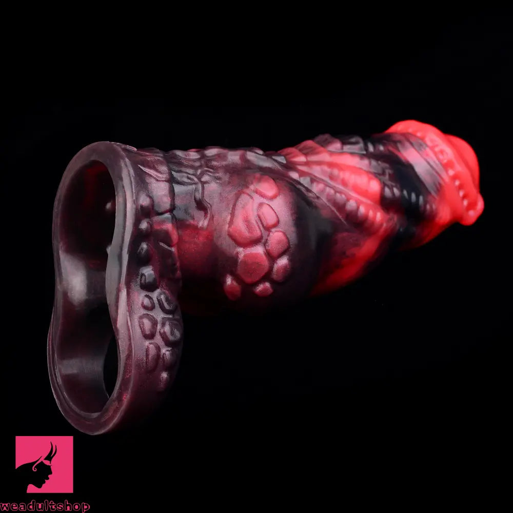 5.98in Silicone Dog Cock Hollow Sleeve Knot Dildo With Cock Ring For Clit