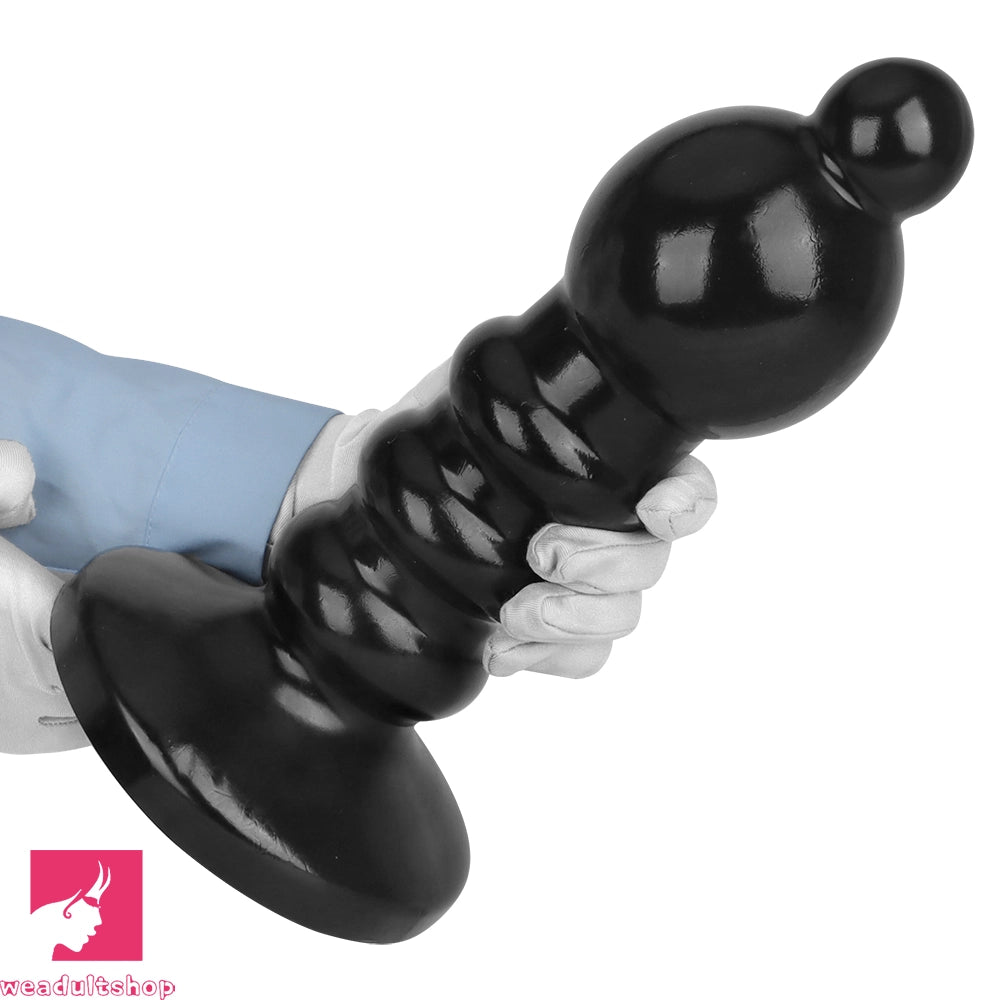 12.6in Black Pull Beads Thick Big Head Penis Anal Plug PVC Cock Dildo