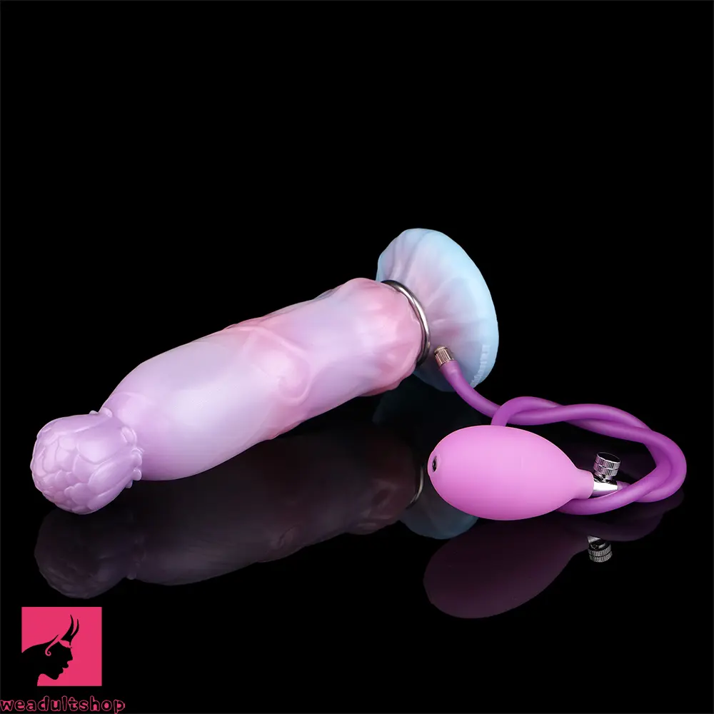 8.11in Inflatable Silicone Soft Dildo Squeeze Water Female Male Cock Toy