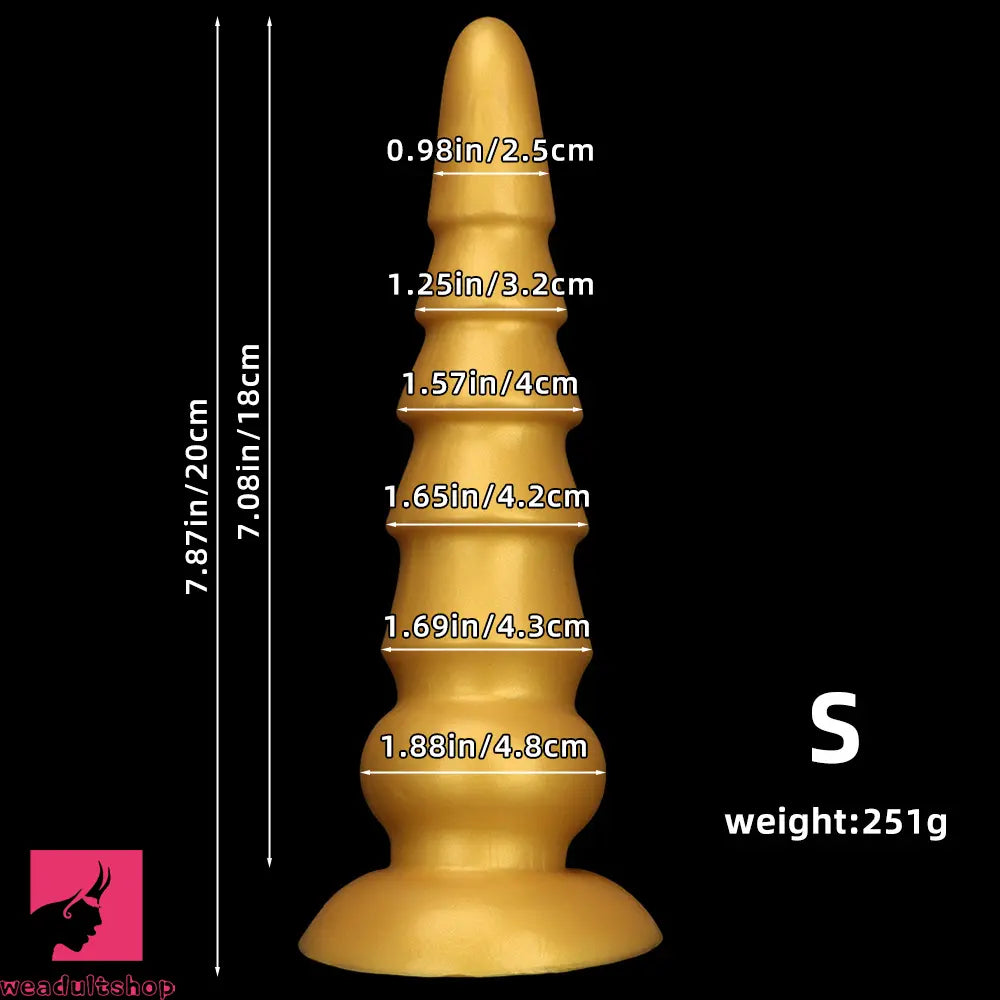 7.87in 11.41in 14.17in Golden Silicone Soft Anal Plug Dildo For Women Toy
