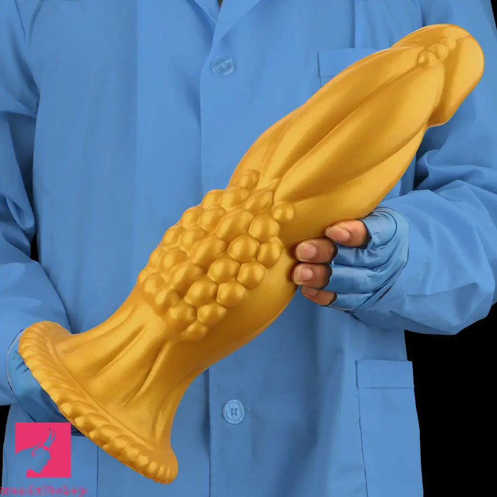 13.78in Golden Soft Silicone Big Fantasy Highquality Material Anal Dildo