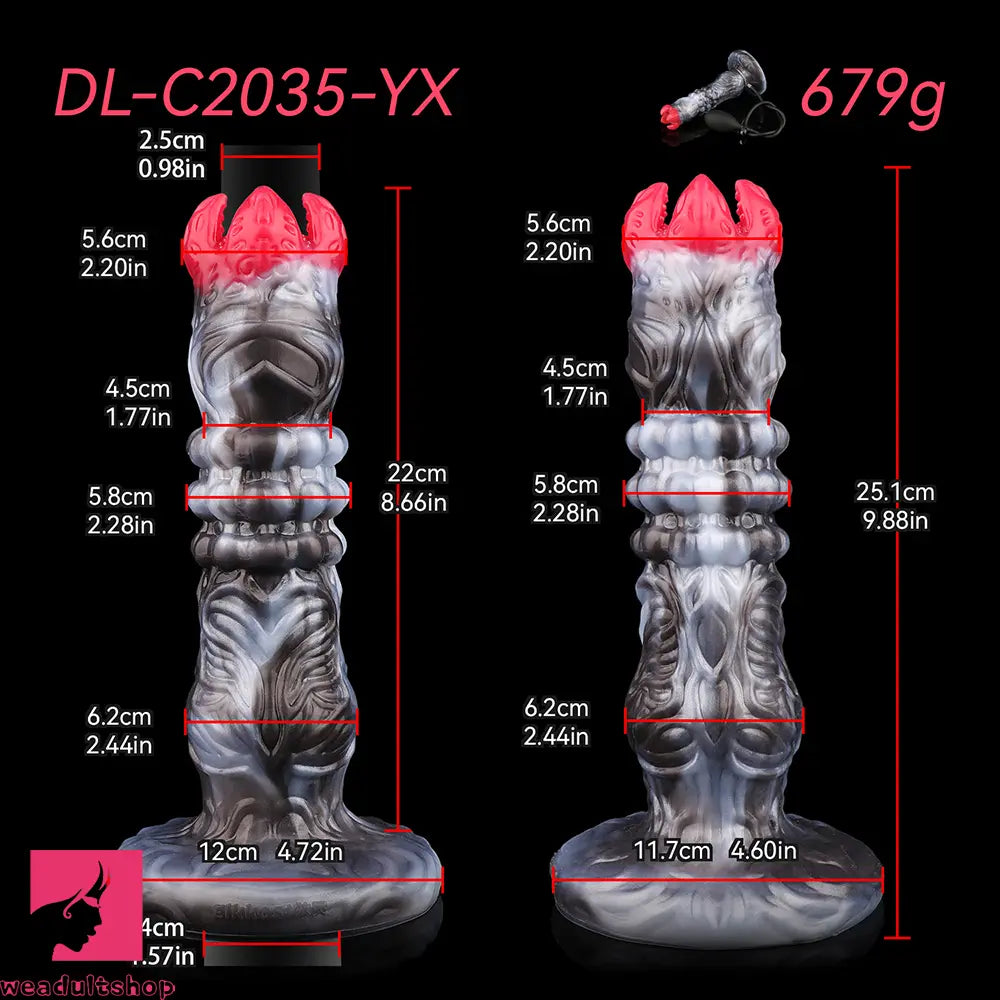 9.88in Ovipositor Egg Laying Inflatable Big Dildo Silicone Penis Texture