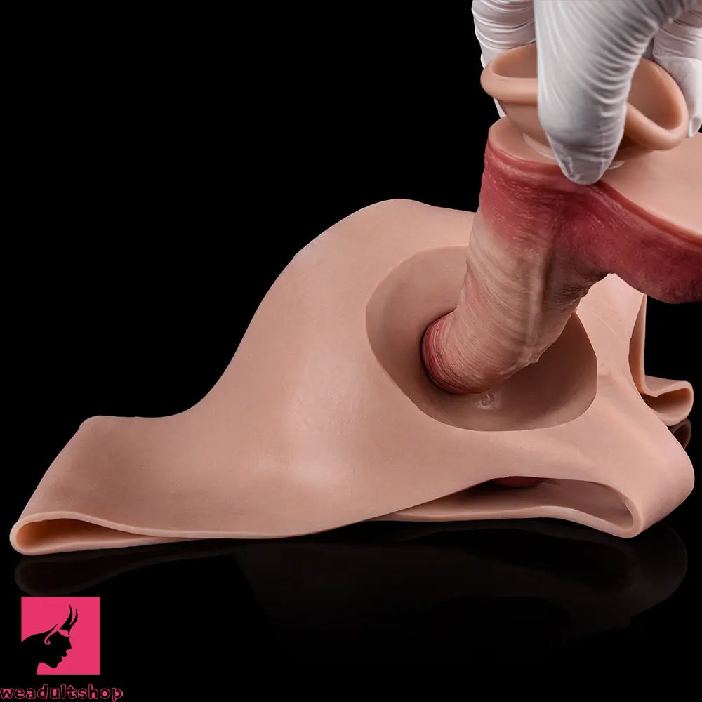 7.48in Real Skin Cock Sleeve Hollow Sleeve Cock Strap on Dildo For Sex