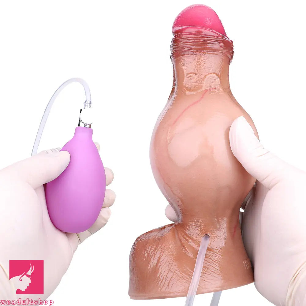 7.59in Inflatable Squirting Soft Silicone Dildo Penis For Cock Masturbation