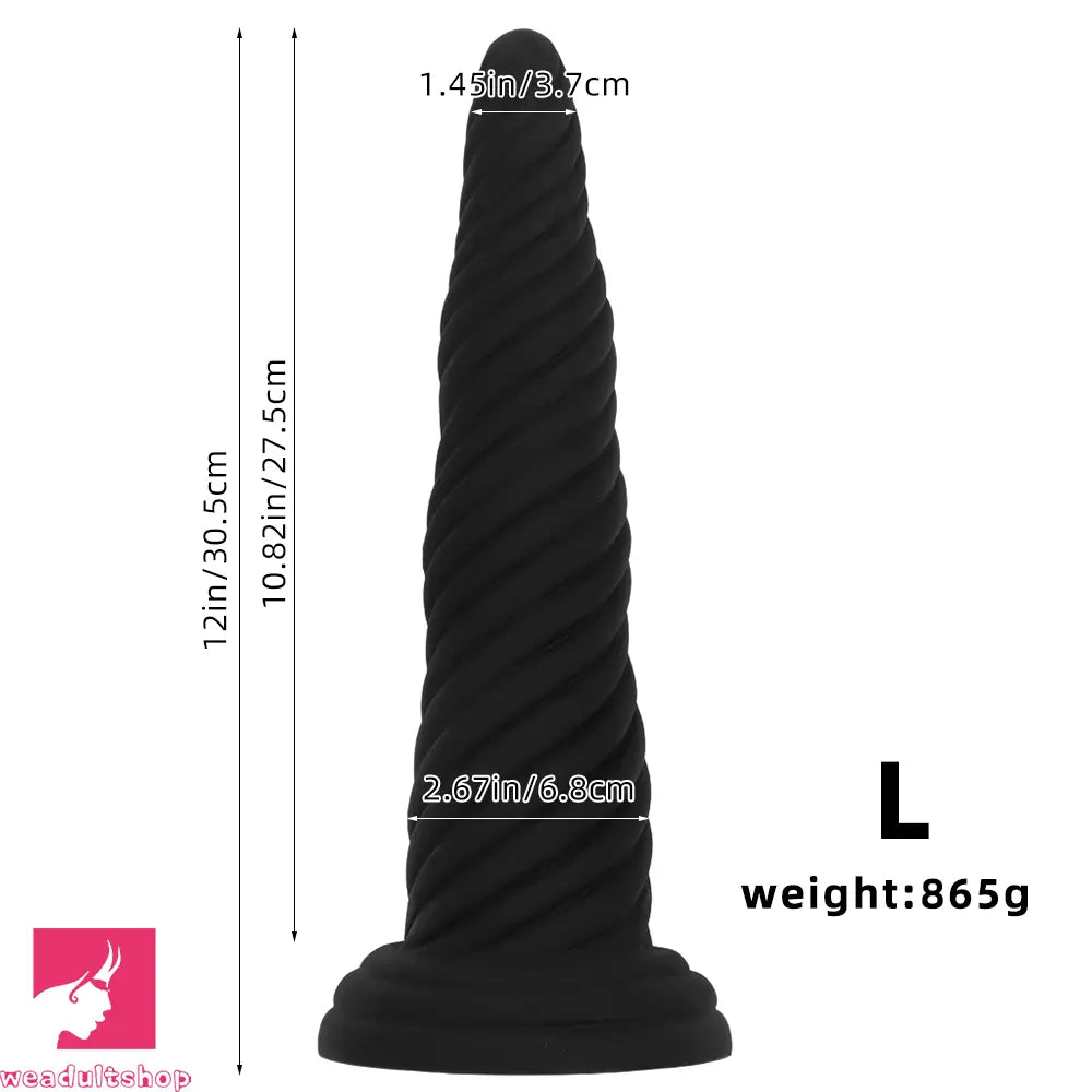 8.26in 10.43in 12in Silicone Thread Black Big Soft Dildo Anal Masturbator