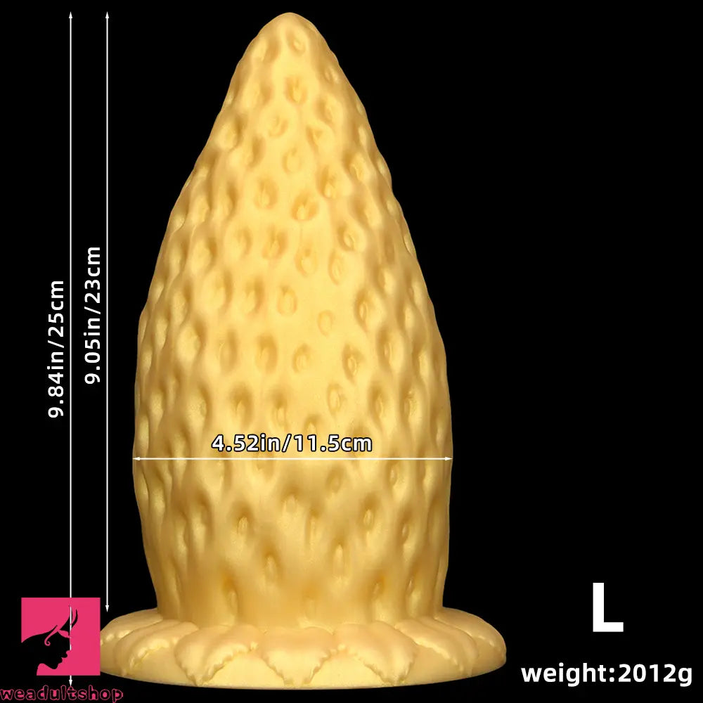 5.9in 8.07in 9.84in Gold Silicone Thick Strawberry Penis Anal Plug Dildo