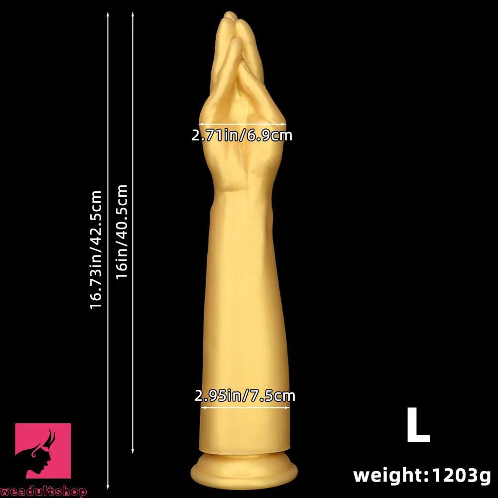 12in 14.17in 16.73in Gold Silicone Fisting Arm Ashes Grade Anal Cock Dildo