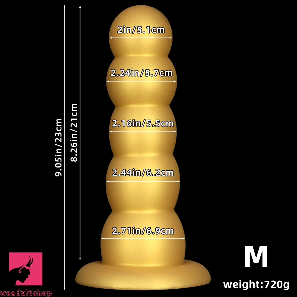 7.08in 9.05in 10.62in Silicone Soft Five-Bead Pull-Bead Butt Plug Cock Dildo