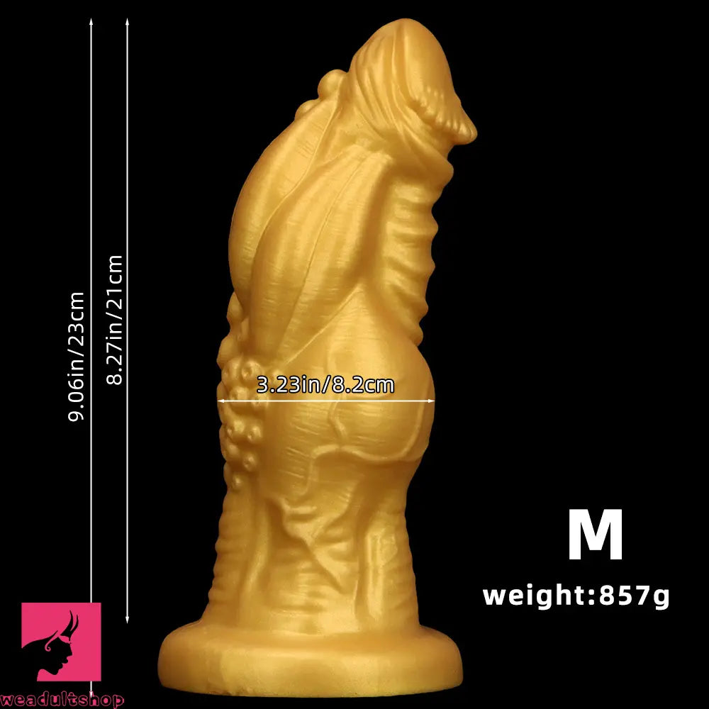 8.66in 9.06in 9.84in 11.42in 12.4in Golden Silicone Fantasy Soft Anal Dildo