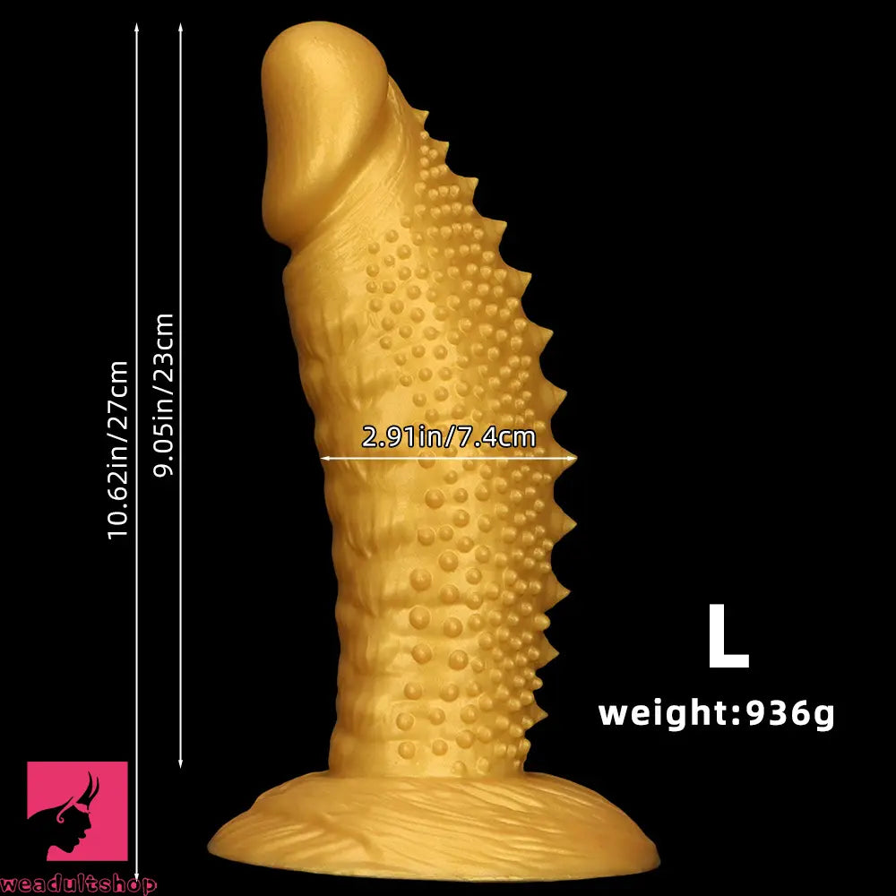 .48in 9.05in 10.62in 12.59in 14.17in Golden Soft Wolf-tooth Spiked Dildo