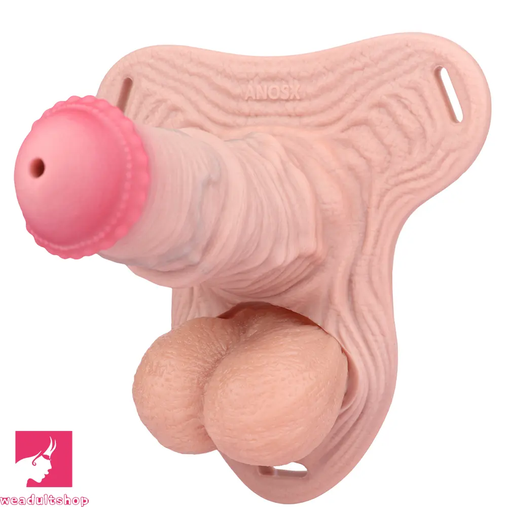 5.7in Silicone Horse Penis Male Cage Strap on Chastity Dildo With Lock