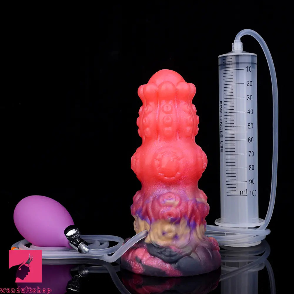 5.91in Fantasy Weird Silicone Soft Inflatable Spraying Water Dildo For Sex
