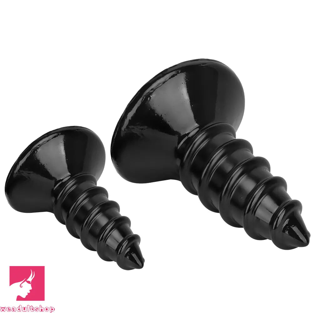 9.05in 11.22in Black Oversized Screw Giant PVC Penis Anal Plug Fat Dildo
