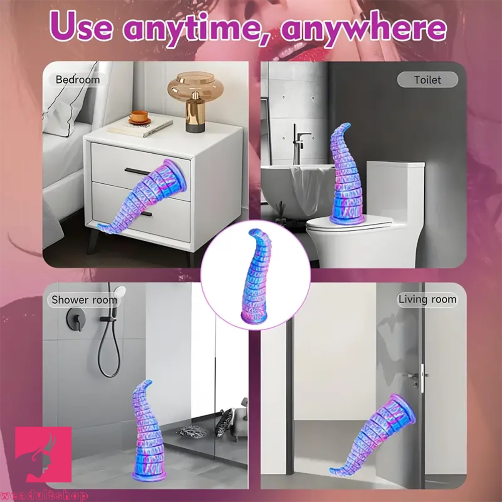 12.59in Monster Silicone Thick Tapered Head Raised Ridge Big Clit Dildo