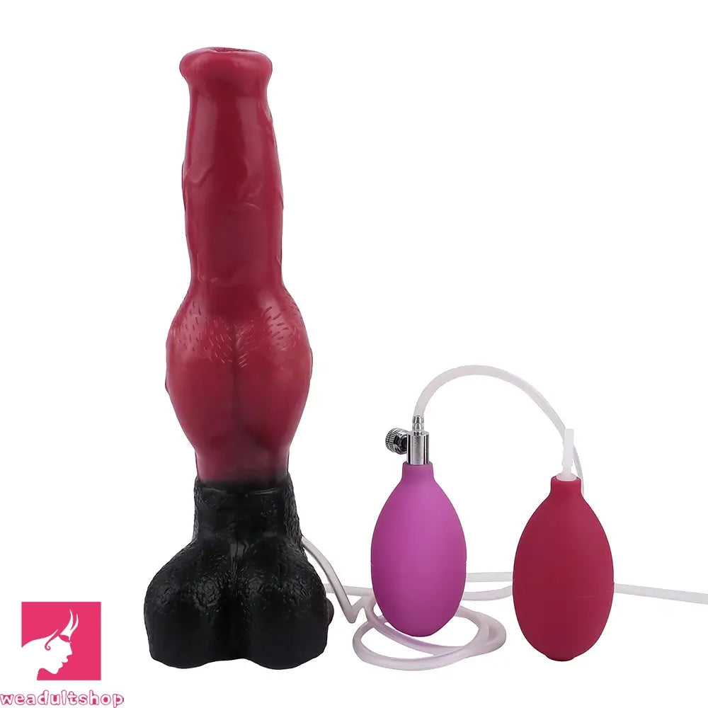 10.98in Dog Knot Ejaculating Inflatable Soft Silicone Dildo For Cock Sex
