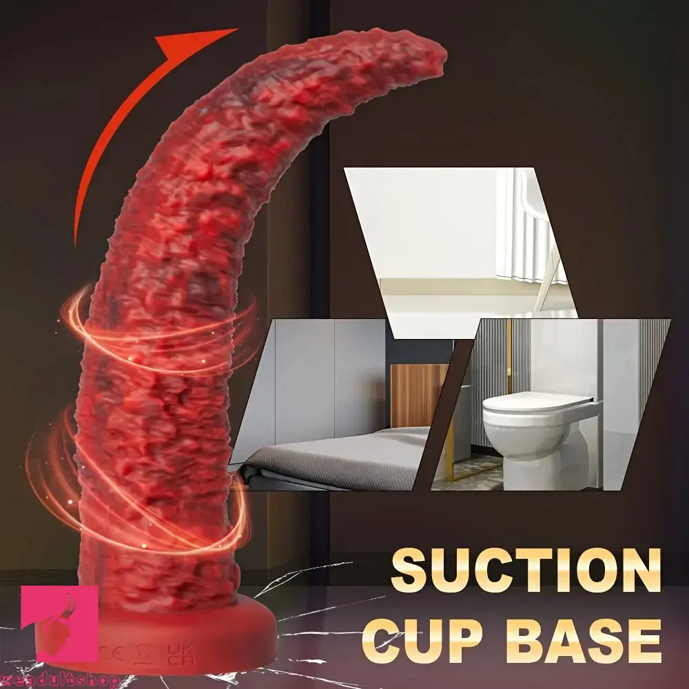 9.45in Monster Soft Odd Silicone G-Spot 10 Vibrating 3 Thrust Modes Dildo