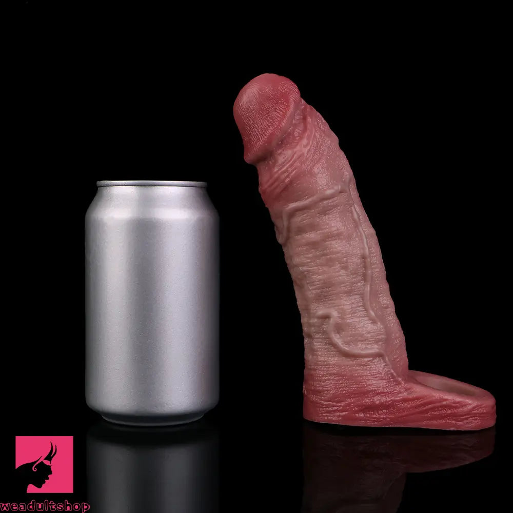 6.81in Real Skin Soft Blue Veins Hollow Dildo Cock Sleeve With Penis Ring