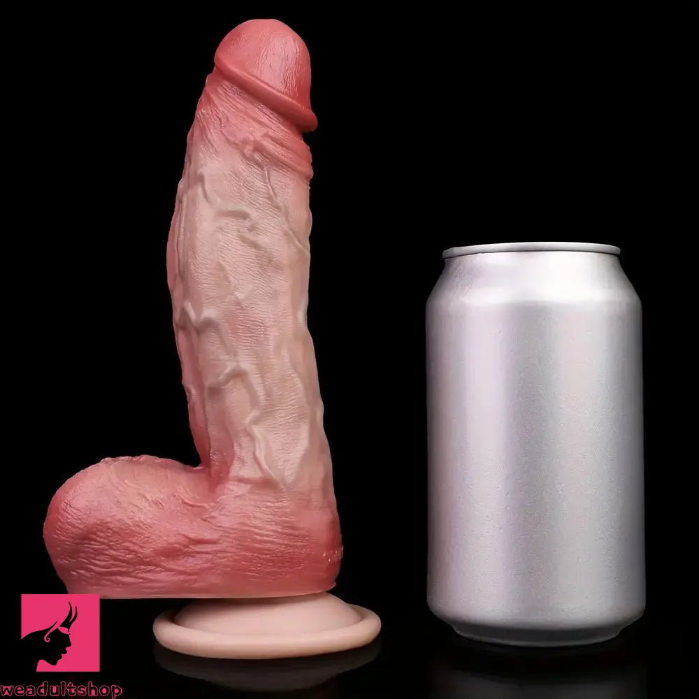 7.76in Realistic Double-layer Silicone Penis Soft Dildo For Adult Private Love