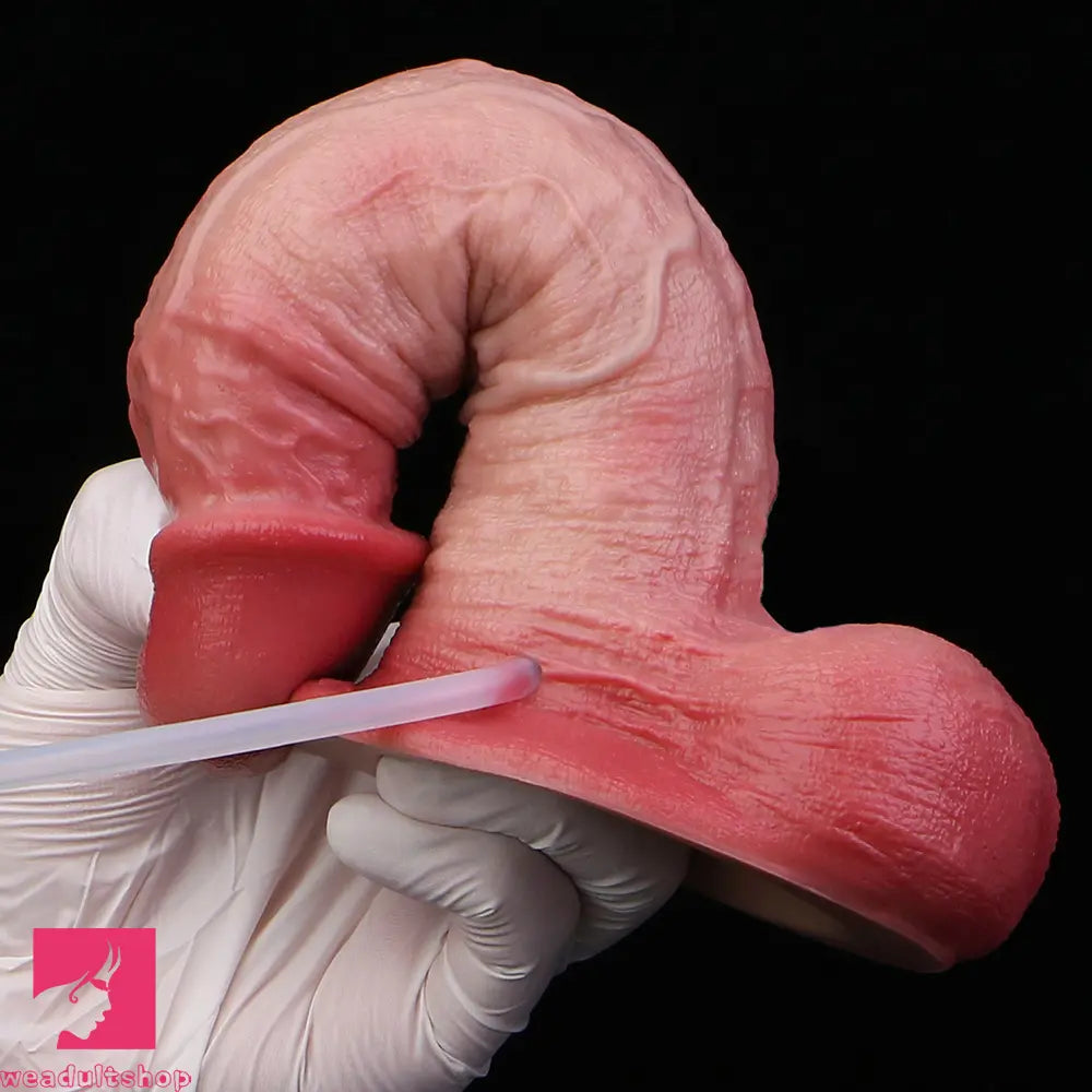 7.2in Liquid Silicone Double Layer Real Cock Cumming Dildo For Ejacluting
