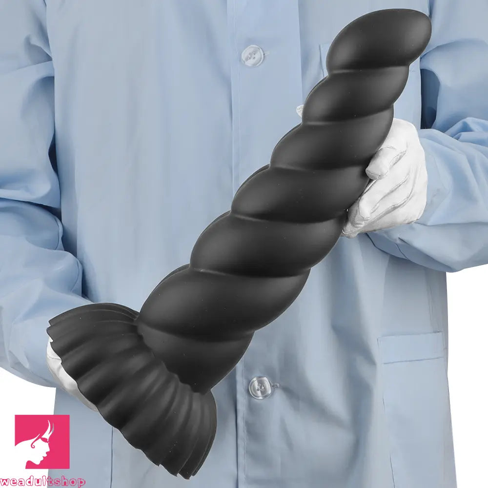 14.76in Silicone Black Extra Large Thick Anal Plug Dildo For Masturbation