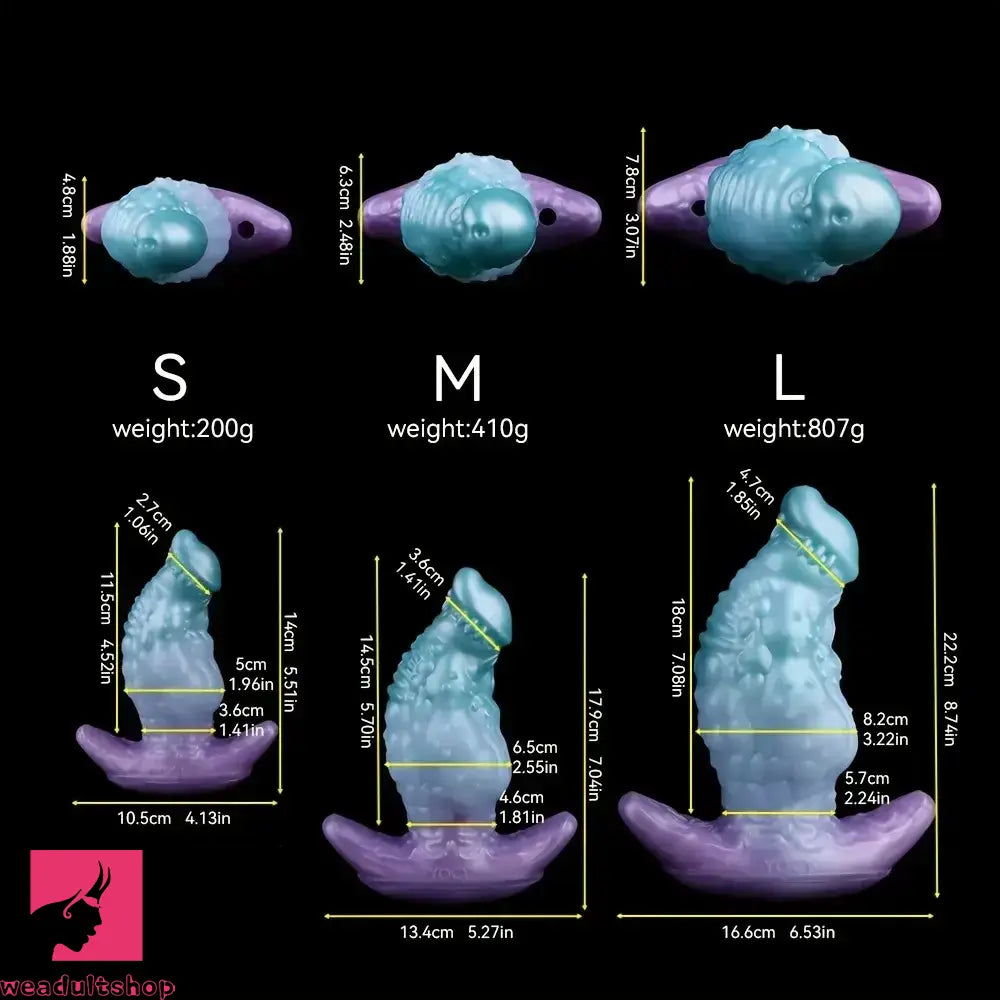 5.51in 7.04in 8.74in Liquid Silicone Anal Plug Strap-On Monster Odd Dildo