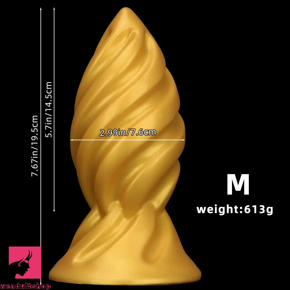 6.49in 7.67in 9.05in 9.84in Golden Silicone Spiral Thread Women Dildo