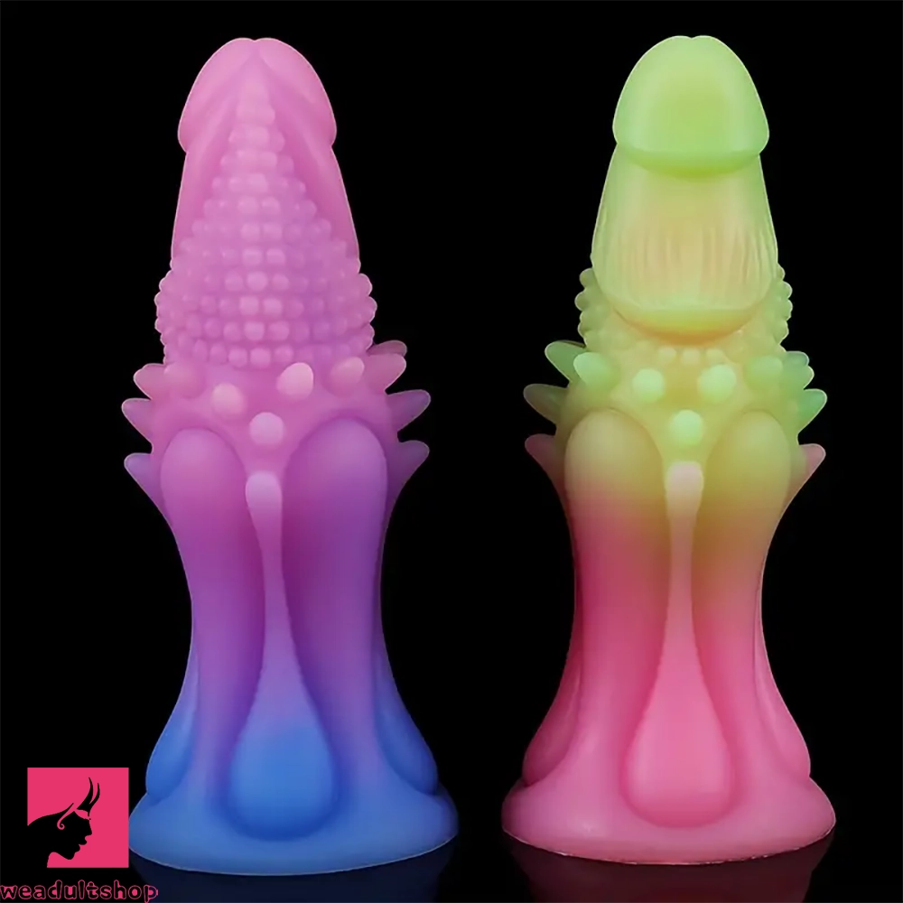 8.66in Silicone Spiked Fantasy Dildo Colorful Gradients Wearable Anal Plug