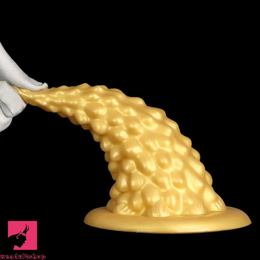 7.87in Golden Silicone Soft Anal Plug Clit Expansion Suction Cup Dildo