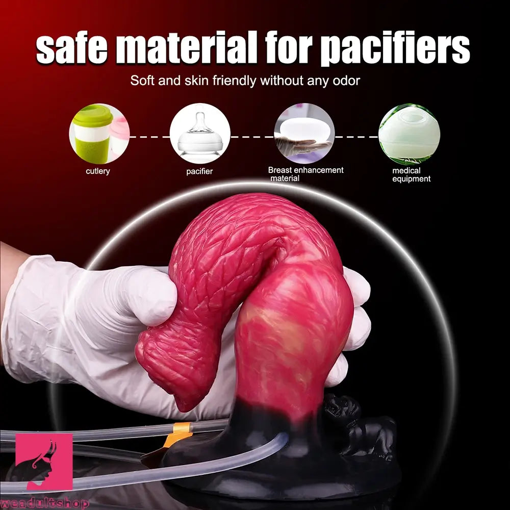 8.54in Fantasy Knotted Silicone Soft Big Dildo Ejaculating Penis Cock Toy