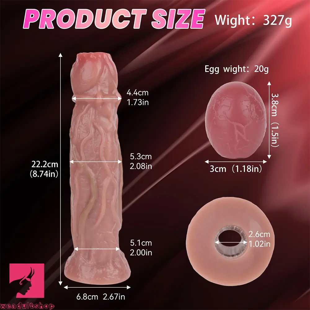 8.74in Silicone Odd Soft Big Egg Laying Dildo For Anal Sex Love Cock