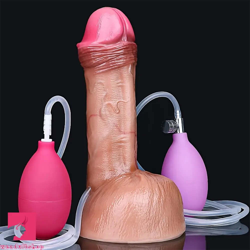 7.59in Skin-Friendly Liquid Silicone Inflatable Spraying Body-Safe Dildo