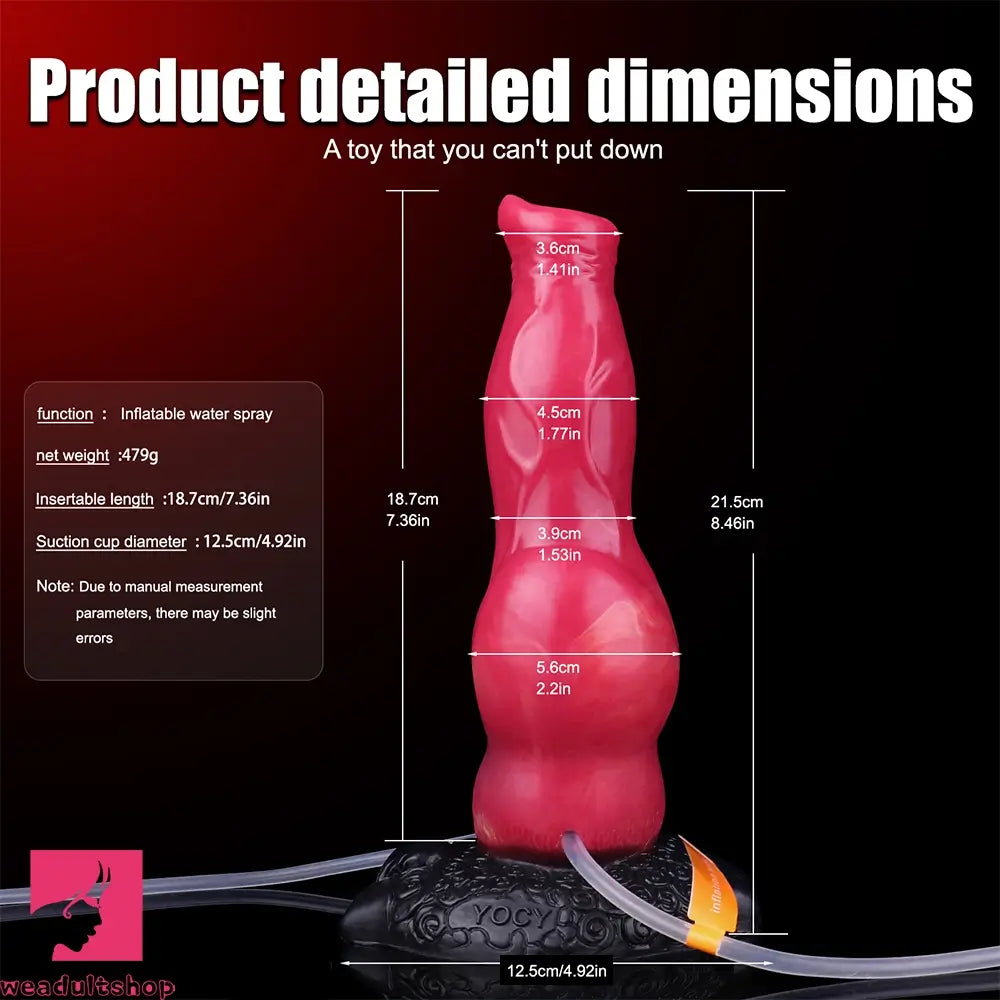 8.46in Knotted Silicone Soft Big Dog Ejaculating Dildo Penis Sex Toy