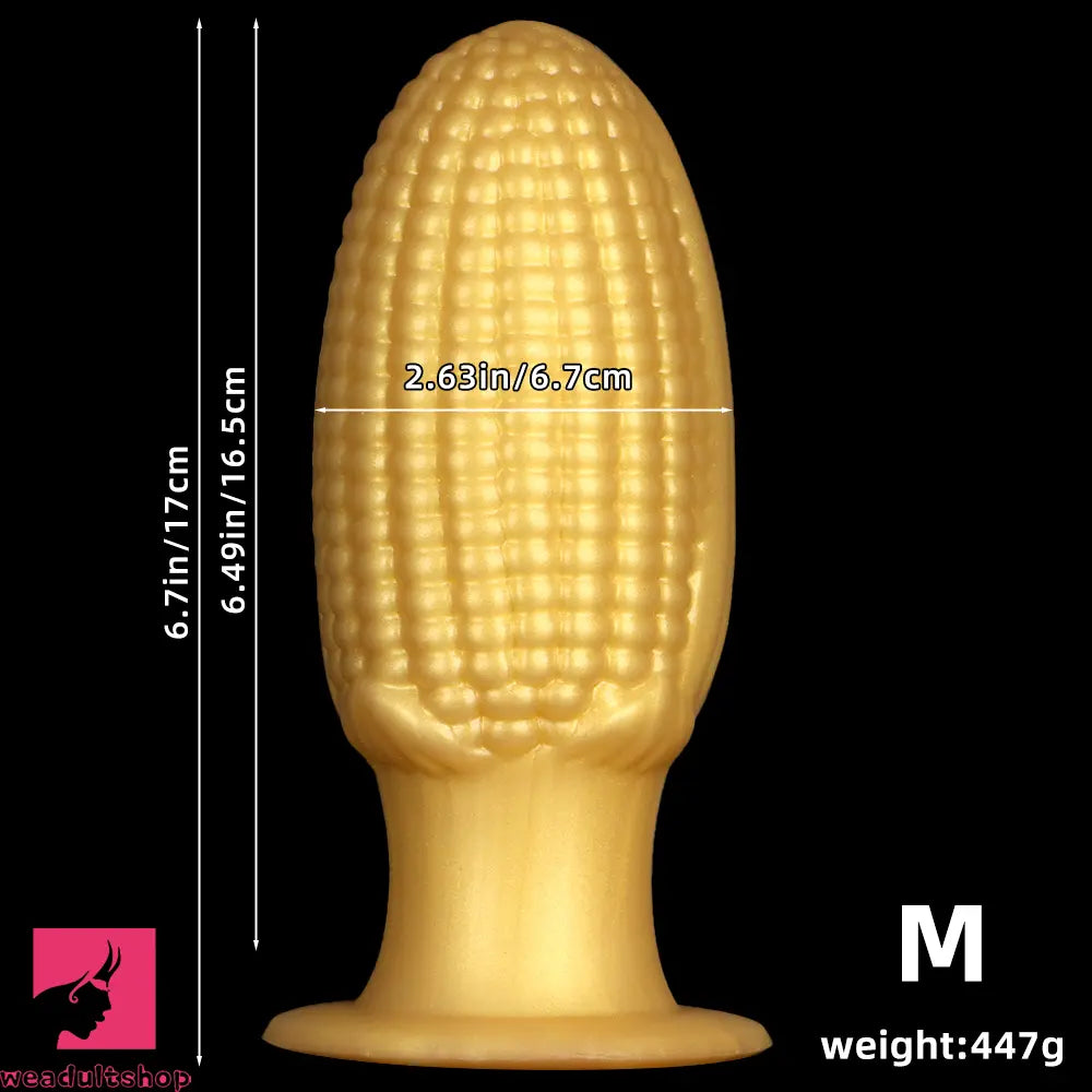 5.9in 6.7in 8.07in Liquid Silicone Thread Granules Soft Corn Gold Cock Dildo