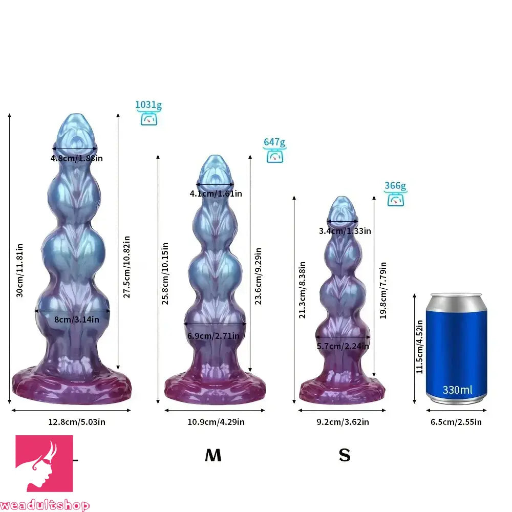 8.38in 10.15in 11.81in Beaded Monster Doggy Egg Fantasy Knot Clitoris Dildo