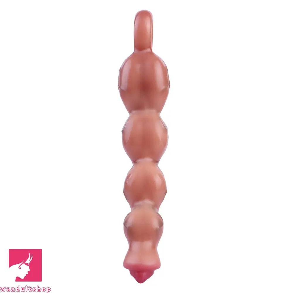9.8in Big Vibrating Silicone Soft Pulling Beads Cock Dildo With 3 Motors