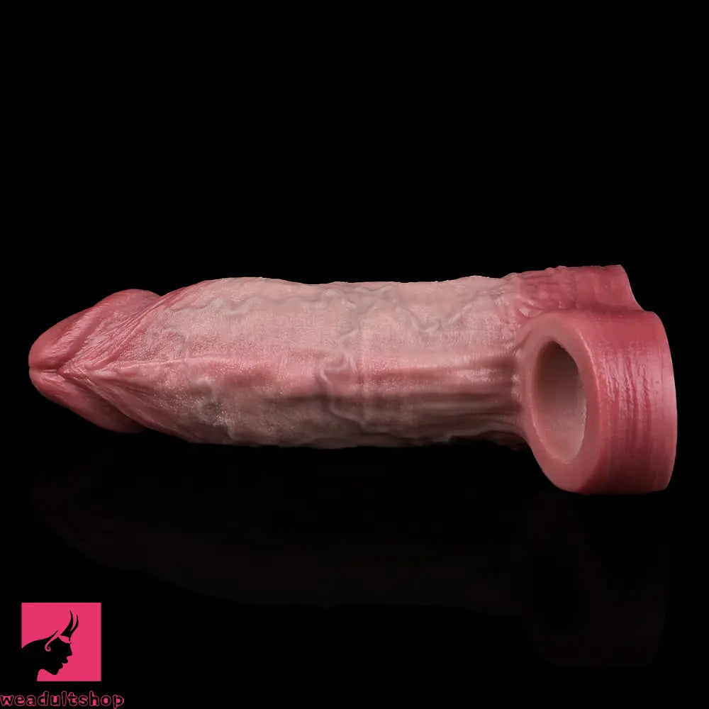 6.46in Simulated Genitals Blue Veins Hollow Cock Sleeve With Penis Ring