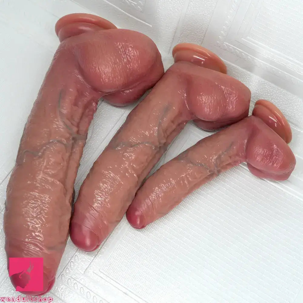 8.07in 9.84in 12in Dual Density Silicone Foreskin Uncut Strap on Real Dildo