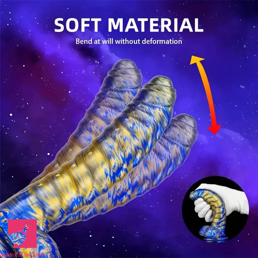 8.11in CATERPILLAR Gilded Mixed Color Creative Silicone Dildo SM Cock Toy