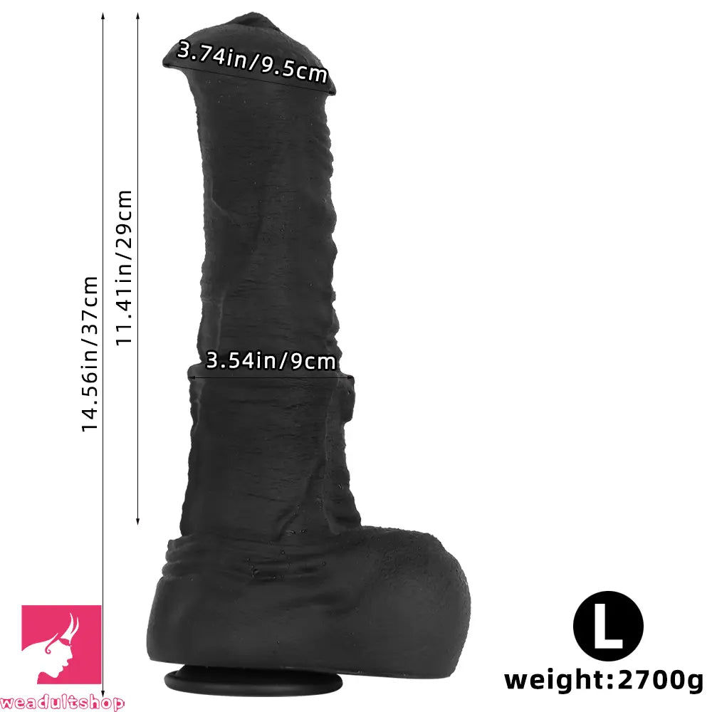 11.41in 13.18in 14.56in Big Long Black Silicone Thick Dildo Indoor Cock Toy