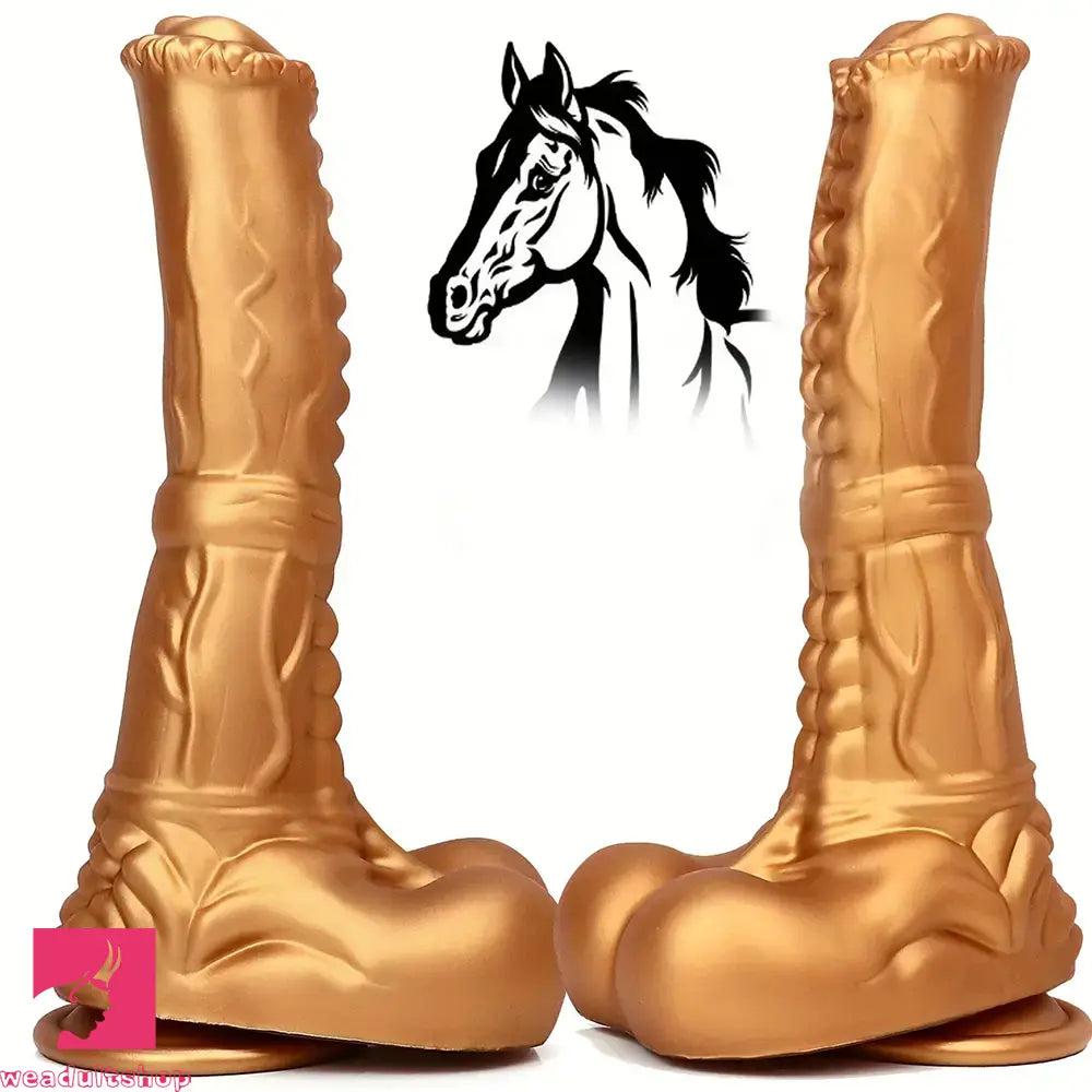 8.66in Golden Silicone Huge Horse Cock Dildo For Vaginal Prostate Sex
