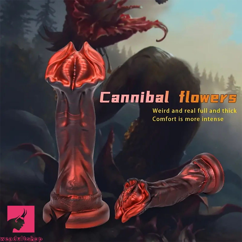 8.7in Cannibal Flower Flexible Silicone Clit Anal Plug Dildo Lifelike Texture
