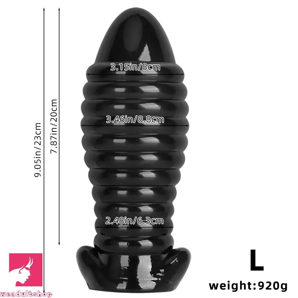 5.11in 7.08in 9.05in Dragon Egg Thread PVC Black Toy Big Butt Plug Dildo
