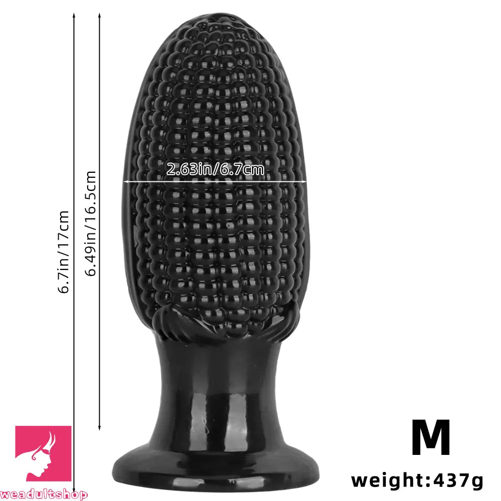 5.9in 6.7in 8.07in Black PVC Thread Granules Corn Dildo For Anal Cock