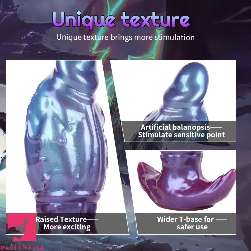 5.74in 6.92in 8.14in Soft Silicone Anal Plug Iridescent Blue Simulated Dildo