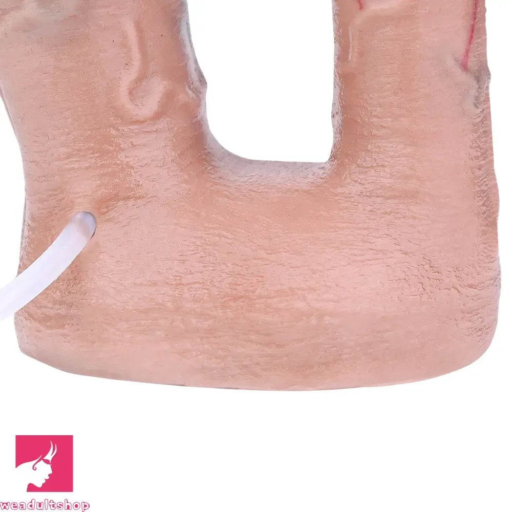 7.59in Double Density Silicone Soft Ejaculating Dual Ended Lifelike Cock Dildo